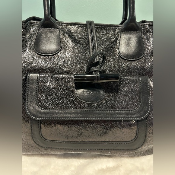 Authentic Longchamp Large Tote in black leather. Prev-owned - Picture 2 of 8